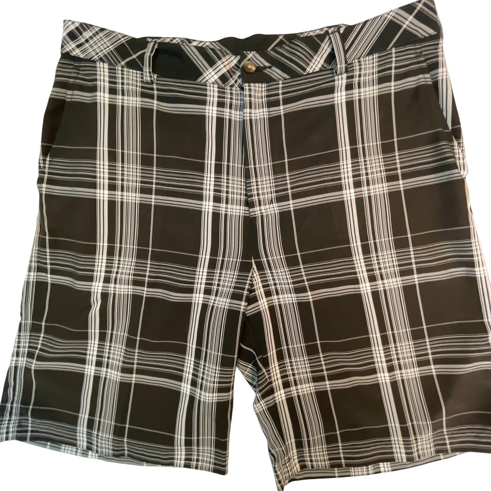 Ping Mens Black White Plaid‎ Golf Shorts Size 36 Performance Polyester Check